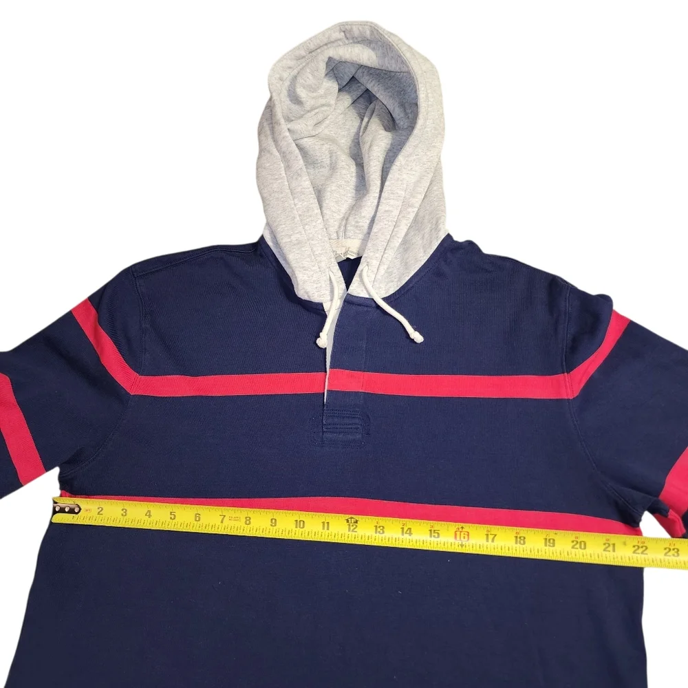 J.Crew Striped Hooded Rugby Shirt | Size Large